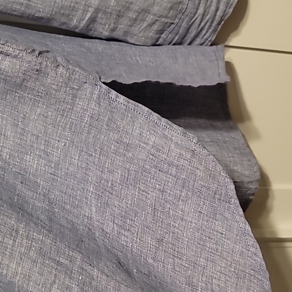 Sigrid Olsen Linen Tunic Top Women's Medium Blue Roll-Tab Sleeve High-Low Hem - Picture 7 of 10